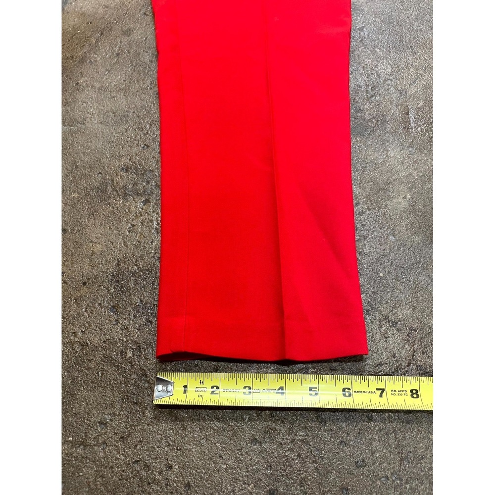 Zara Tailored Pants Womens L Red Stretch Elastic Waist Button Details Straight - Picture 16 of 16